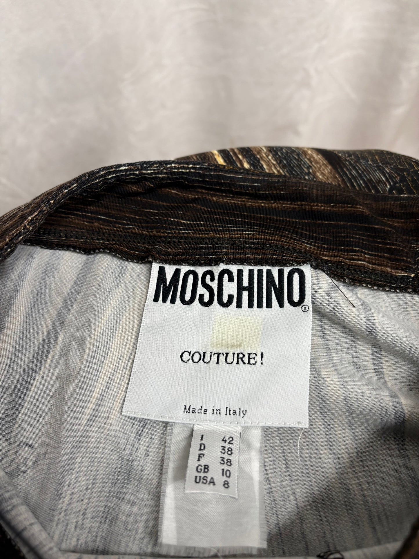 Moschino wood print pants, 2000’s