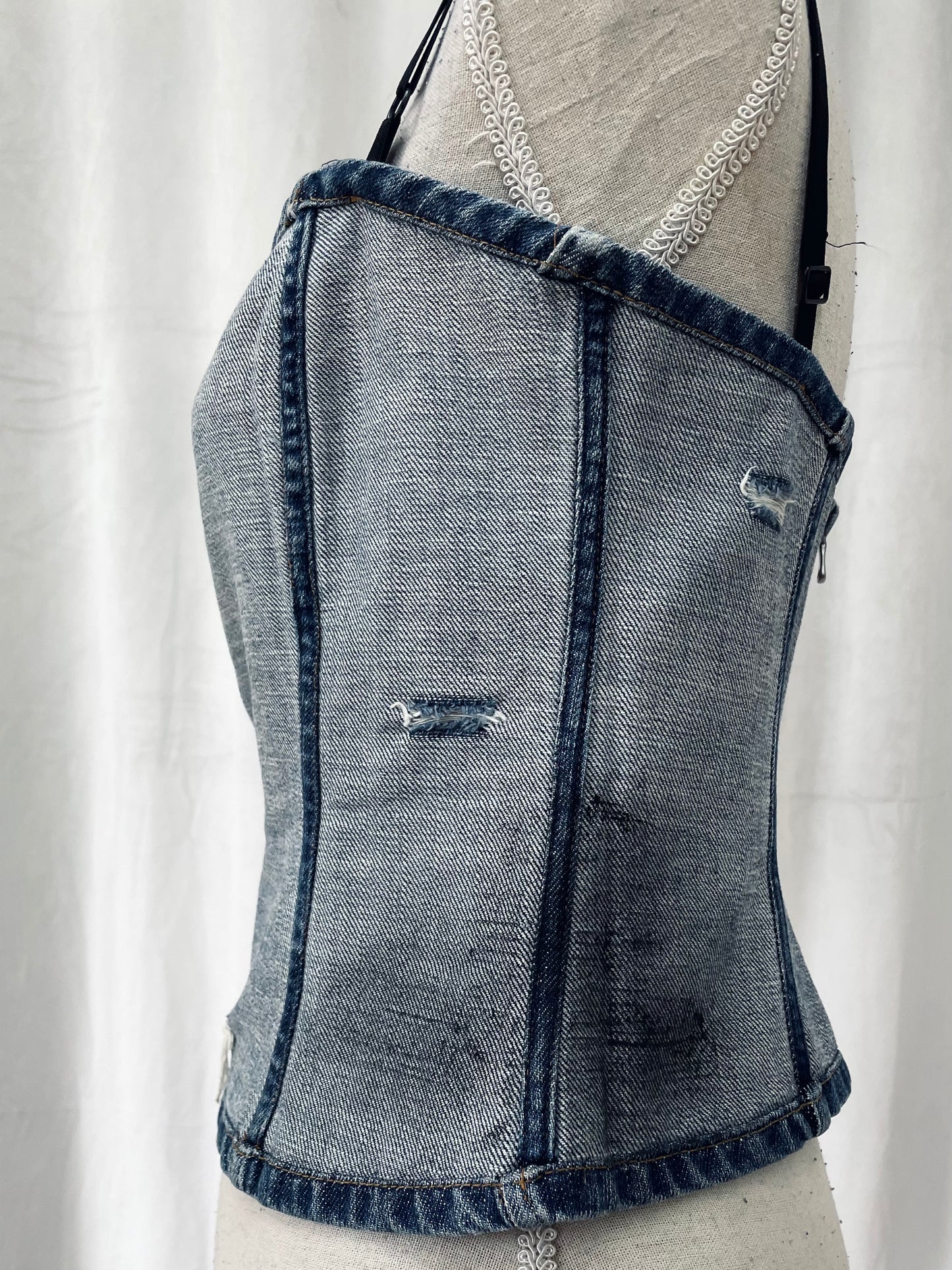 D&G distressed denim top