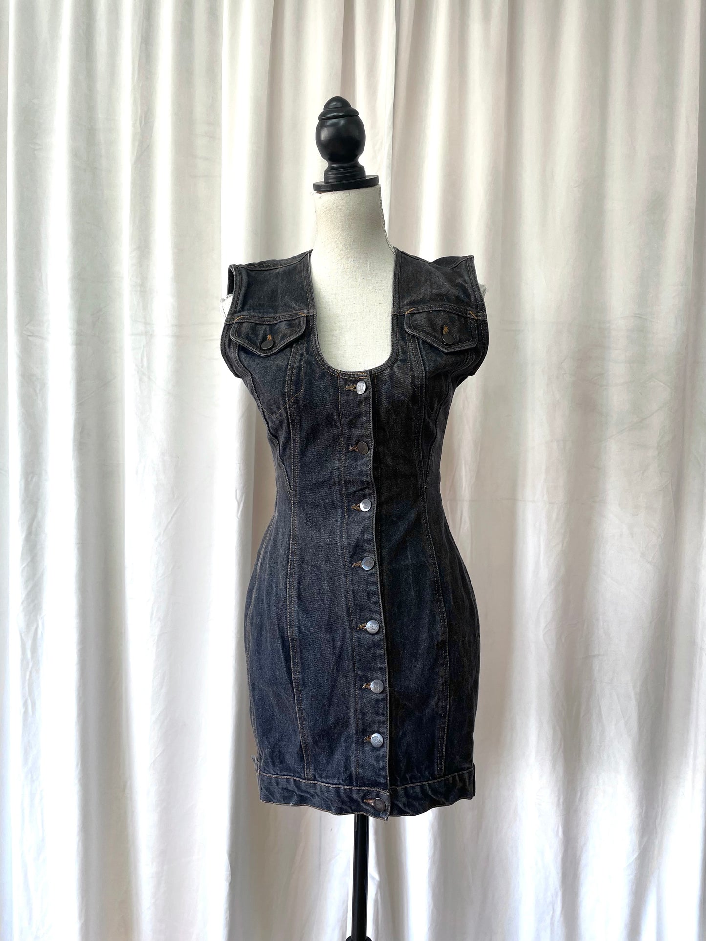 Junior Gaultier ’The Concierge is in the staircase’ denim dress/waistcoat, Spring 1988